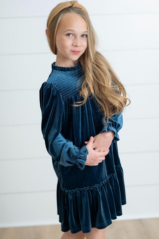 Alexa Teal Velvet Dress