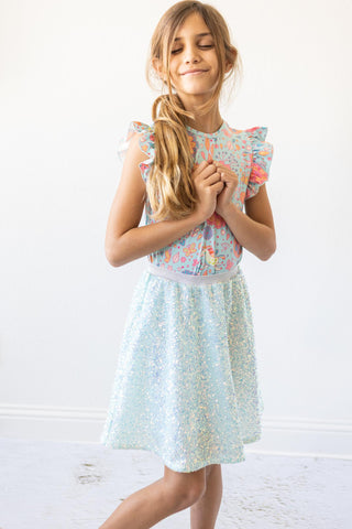 Aqua Sequin Twirl Skort