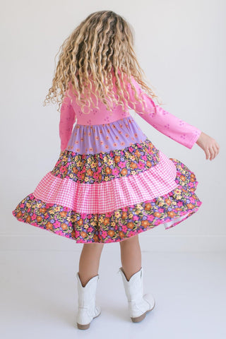 Avery Bright Pink Floral Long Sleeve Dress
