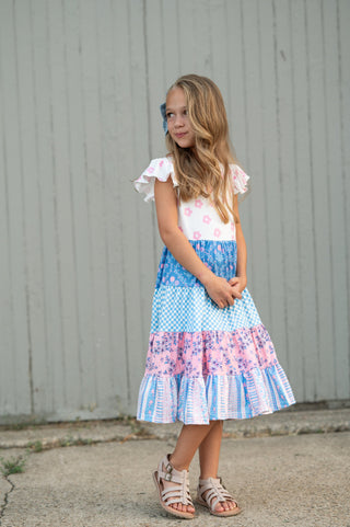 Avery Pink Blue Floral Dress