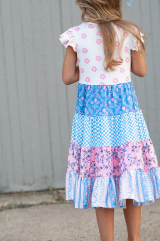 Avery Pink Blue Floral Dress