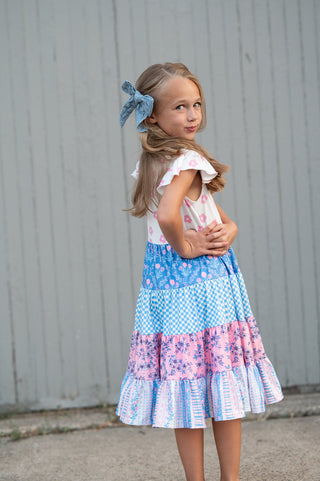 Avery Pink Blue Floral Dress