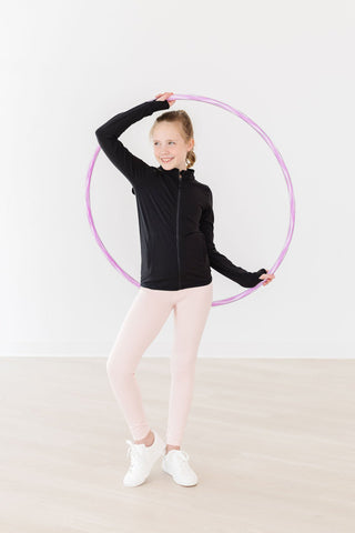 SALE Balanced Black Full-Zip Ruffle Active Jacket
