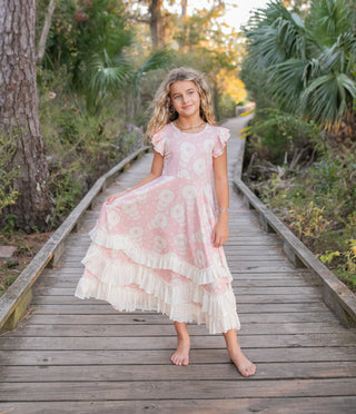 Bella Dusty Rose Ruffles Dress