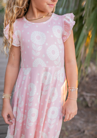 Bella Dusty Rose Ruffles Dress