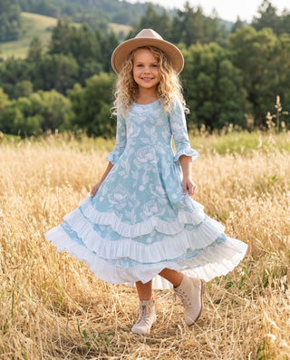 Bella Soft Sage Twirl Ruffles Dress