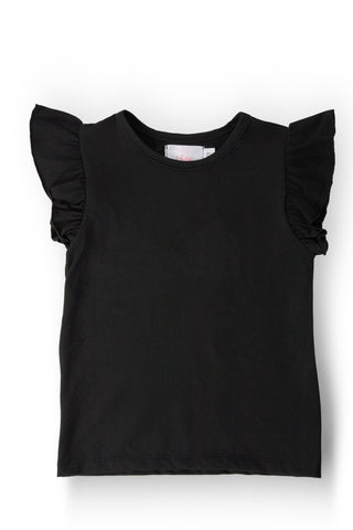 Black S/S Ruffle Tee