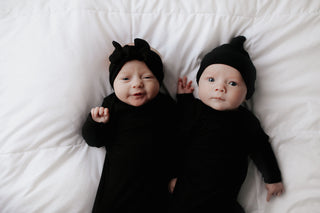 Black Ribbed Knotted Baby Gown