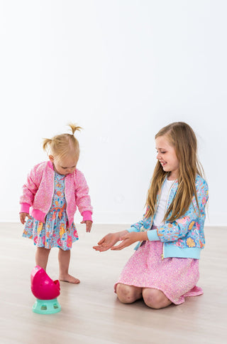 SALE Blue Retro Unicorns S/S Twirl Bodysuit