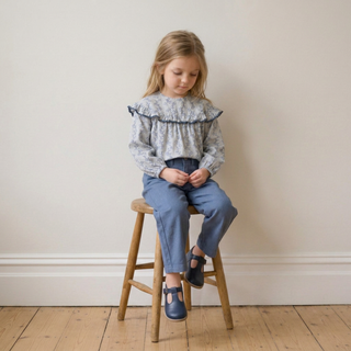 Organic Ruffle Cotton Blouse - Bluebell Vine