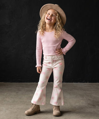 Pink Bow Flare Jeans