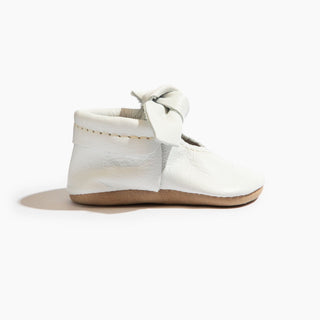 Toasted Bright White Knotted Bow Baby Shoe