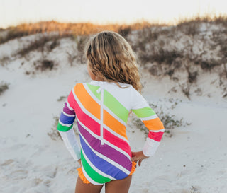 Bright Stripe Zip Swimsuit