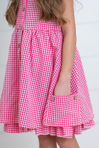 Brooke Hot Pink Gingham Dress