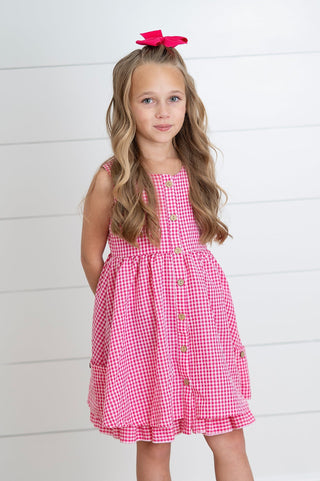 Brooke Hot Pink Gingham Dress