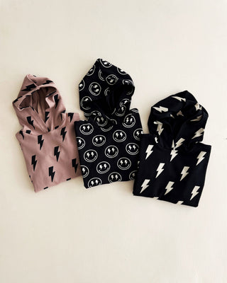Hooded Bubble Romper  |  Black Bolts