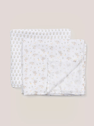 2-Pack Square Swaddle Blanket Set - Bunny Hollow