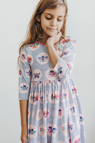 Butterfly Effect 3/4 Sleeve Pocket Twirl Dress