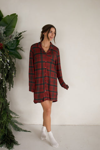 Women's Bamboo Sleeping Dress | Christmas Plaid