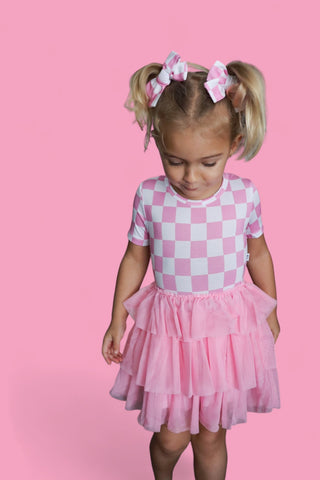 BUBBLEGUM CHECKERS DREAM TUTU DRESS