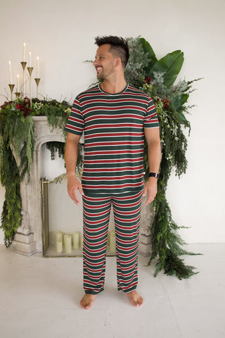 Men's Short Sleeve Pajamas | Holiday Stripe