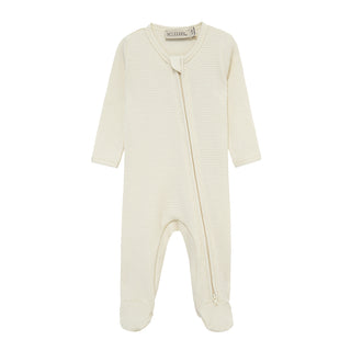Vanilla Waffle Zipper Footed Romper