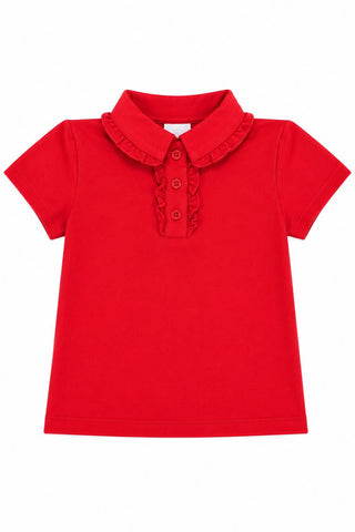Red S/S Ruffle Polo