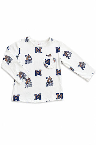 Montana State University White Bobcat L/S Ruffle Pocket Tee