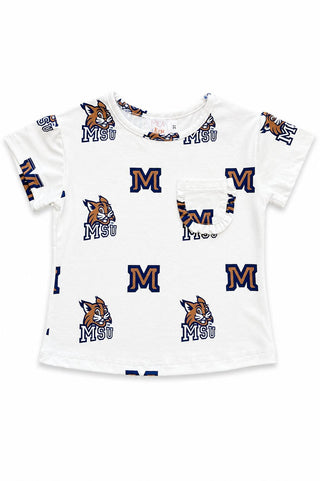 Montana State University White Bobcat Ruffle Pocket Tee