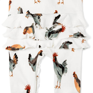 Chicken Organic Cotton Ruffle Zipper Footed Romper