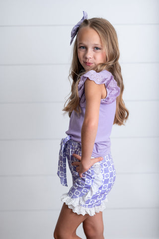 Chloe Lavender Check Short Set