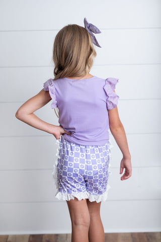 Chloe Lavender Check Short Set