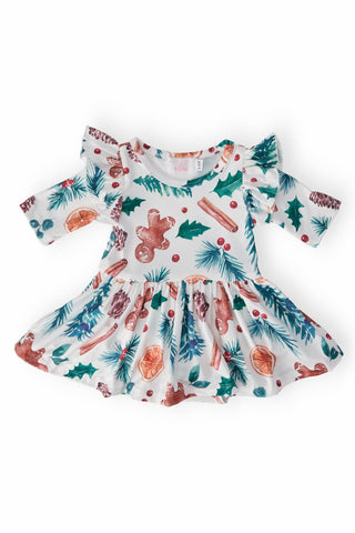 Classic Christmas Twirl Flutter Bodysuit