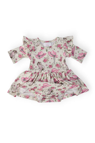Cowgirl Cutie 3/4 Sleeve Flutter Twirl Bodysuit