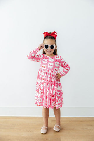 Cutie Cat L/S Pocket Twirl Dress
