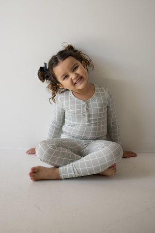 Bamboo Two Piece Pajamas | Foggy Grid