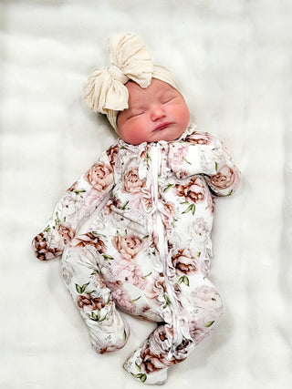 Floral Dreams | Bamboo Ruffle Baby Footie