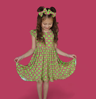 WILD DAISY CHECKERS DREAM RUFFLE DRESS
