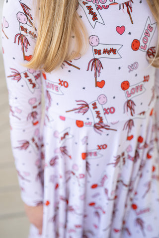 Valentine's Hearts | Long Sleeve Twirl Dress