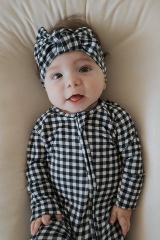 Bamboo Head Wrap | Black Gingham
