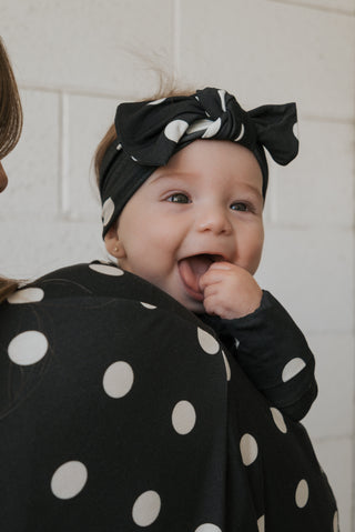 Bamboo Head Wrap | B&W Polka Dot