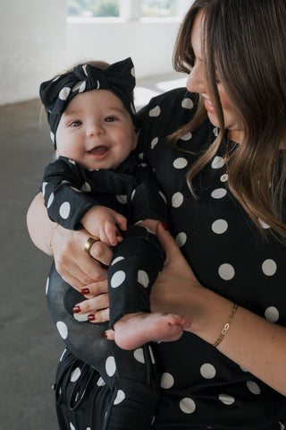 Bamboo Head Wrap | B&W Polka Dot