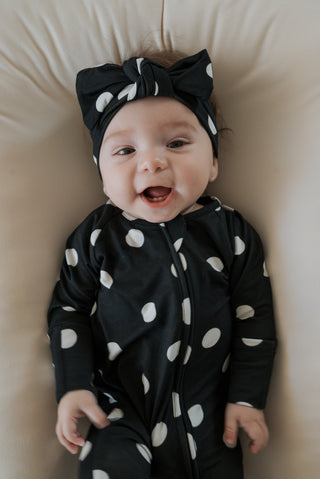 Bamboo Head Wrap | B&W Polka Dot