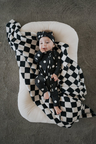 Bamboo Zip Pajamas | B&W Polka Dot