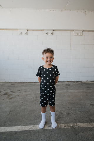 Bamboo Short Set | B&W Polka Dot