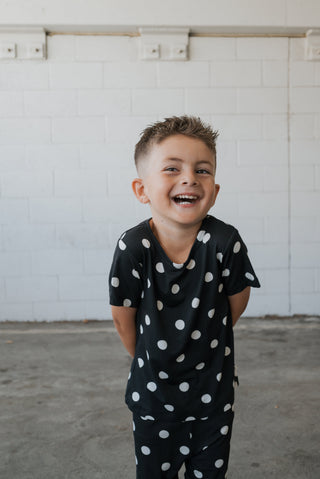Bamboo Short Set | B&W Polka Dot