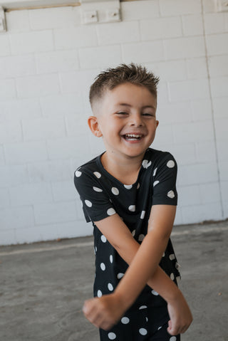 Bamboo Short Set | B&W Polka Dot