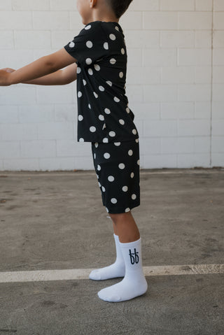 Bamboo Short Set | B&W Polka Dot