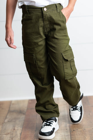 Olive Green Cargo Denim Pants