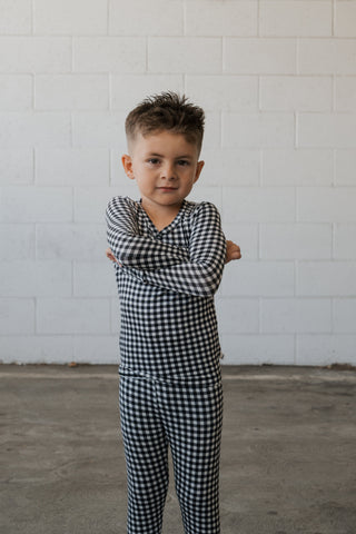 Bamboo Two Piece Pajamas | Black Gingham
